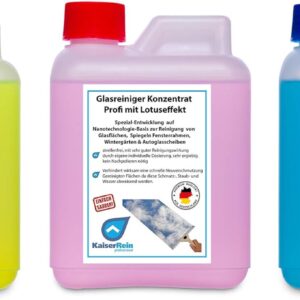 KaiserRein Alkoholreiniger Profi Clean + Allzweckreiniger + Glasreiniger mit Lotus-Effekt je 0,5 L = 1,5 L im Kanister Konzentrat Set