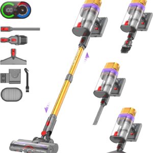 Vistefly V15 Ultra Akku Staubsauger, 48000Pa 600W 70Mins Staubsauger Kabellos mit Doppeldisplay, Akkustaubsauger Doppelter Staubbehälter Design Akkusauger für Hartböden Teppich Tierhaare