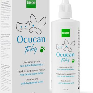 Ocucan Toby Augenreiniger mit Hyaluronsäure für Hunde. Beseitigt Augensekret und Schmutz sanft und natürlich. Verhütet auch das Auftreten von Flecken unter den Augen (100 ml)