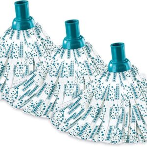 Leifheit Ersatzkopf Classic Mop Viskose 3er Set, mit Viskose und Polyester für hartnäckige Flecken auf Fliesen und Steinböden, extra saufgähige Viskose, waschbar bei 60°C, flexible Mopkopf-Streifen