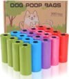 AiTodos® 300 Stück Hundekotbeutel, 5 Farben, Hundetüten Kotbeutel, Kotbeutel für Hunde – 30 * 21,5 cm, Polyethylen-Material, Tragbar – Lila, Blau, Grün, Rot, Rosa (20 Rollen, 15 pro Rolle)