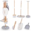Mamabrum – Holz Reinigungssatz,Holzaufbewahrungsständer, Schaufel, Besen, Mopp mit Softauflage, Staubwedel, Kinder reinigungsset Holz kinderbesen Set