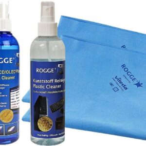 ROGGE PC + Bildschirm Reinigungsset 250ml Screen Cleaner + 250ml Kunststoff/Tastaturreinigung inkl. 2X ROGGE Prof. Microfsertücher