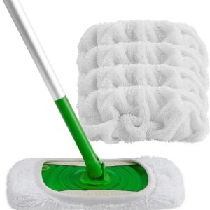 HOEMXCEL Wiederverwendbare Mikrofaser-Mopp-Pads, kompatibel mit Swiffer-Kehrmaschinen, geeignet für die Nass- und Trockennutzung, Nachfüll-Moppkopf-Pads, geeignet für die Hausreinigung, 4 Stück
