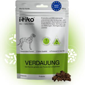 ITIKO Natürliche Verdauungs für Hunde | Probiotika Hund | Darmflora Aufbau Hund | Alternative zu Heilerde/Heilmoor für Hunde | Flohsamenschalen Hund | Durchfall Nahrungsergänzungsmittel Hund