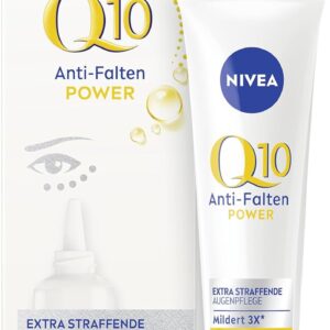 NIVEA Q10 Anti-Falten POWER Extra Straffende Augenpflege, Augencreme mildert Falten & Schwellungen, straffende Feuchtigkeitscreme mit Q10, Kreatin & Hyaluronsäure (15 ml)