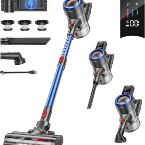 Buture Pro Akku Staubsauger Kabellos, Akkustaubsauger 38000Pa/450W Saugleistung, Wandhalterung mit integrierter Ladestation, bis zu 55 MIN Akkulaufzeit,Touchscreen, für Hartböden/Teppich/Tierhaare