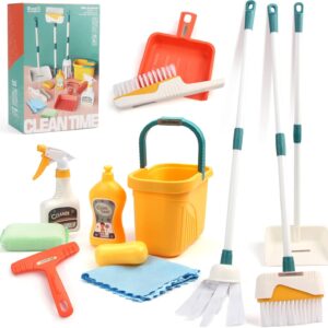 Jenilily Kinder Besen Set, 12PCS Schaufel und Besen Set Kinderbesen Spielzeug Putzset Kinder ab 2 3 Jahre
