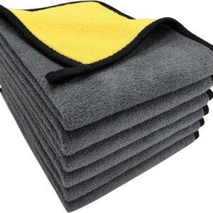 VAIYNWOM 6er Set Mikrofasertücher Autopflege, Sehr Weich Autoreinigung Poliertuch 550GSM Microfasertücher Trockentücher, Fusselfreie Reinigung Auto Motorrad, Innenreinigung, 30x40cm(±1CM) Gelb