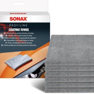 SONAX Coating Towel (6 Stück) weiches Mikrofasertuch zur sanften Entfernung von Politur- oder Versiegelungsrückständen Art-Nr. 04511000 Weiß