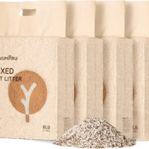 FUKUMARU Tofu Katzenstreu 10.8kg, Klumpstreu für Katzen, Staubfrei und Leicht klumpend, Gemischtes Apfelholzpellets, Geruchskontrolle, spült in der Toilette, Geringe Rückstände