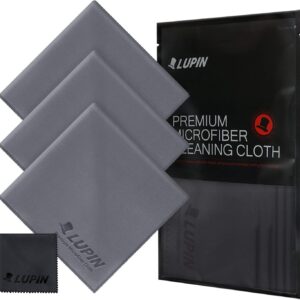 Ringke Mikrofaser Reinigungstücher, Lupin [Groß 4 Pack] Prämie Fluse Poliertuch für Handy, Laptops, iPad, Brillen, Auto, TV Bildschirme und andere Oberflächen Mikrofasertuch mit Kleiner Beutel – Grau