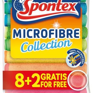 Spontex Microfibre Allzwecktücher 8+2 Gratis, 1 Packung – bunte Mikrofasertücher