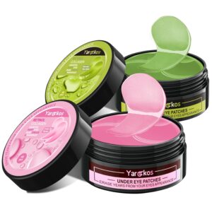 2 Stück 60 Pcs Hydration Feuchtigkeitsspendende Eye Pad Mask, Grün+Rosa, 30 Paare Kollagen Hydrogel Anti Aging Augenpads, Hyaluronsäure Augenmaske Dunkle Augenringe Entfernen, Kollagenaugenmaske