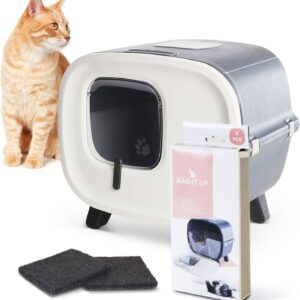 PETGARD Katzen-Klo im Retro-Design – Tier-Toilette mit Schwingklappe – Hauben-Toilette mit Filter – Haustier-Klo – Katzen-Toilette mit Hygiene-Beutel