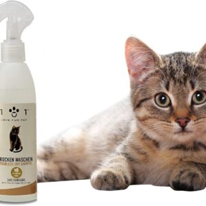 Natürliches und Pflanzliches Trockenshampoo für Katzen, 250 ml – ohne Wasser oder Ausspülen – für eine effektive Trockenwäsche, Linea 101