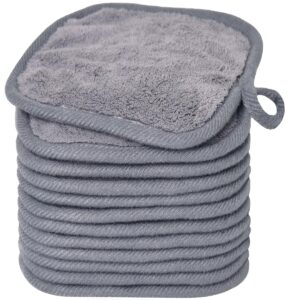 BloomSesame Abschminktuch aus Mikrofaser – Wiederverwendbar Mikrofaser Gesichtsreinigungstuch – Make-Up Entferner Tuch Grau(5 x 5inch 12 Stück)