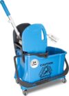 G.I.V. – Reinigungstechnik Einfachfahrwagen GIV 7, Fahrwagen mit 24 Liter Eimer, inkl. 10 Liter Schmutzwasserbehälter, Putzwagen mit Wischmopp Presse, Reinigungswagen für Gebäudereinigung
