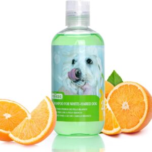Nobleza Hundeshampoo weißes Fell – Optimale Fellpflege bei hellem & weißen Fell,Hundeshampoo für Weisse Hunde Hund Shampoo Malteser, Havaneser und Bichon 250ml