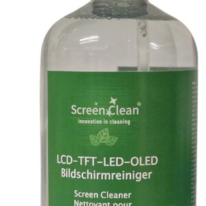 ROGGE ScreenClean Bildschirmreiniger, 100% Recycling Flasche R-PET, hochwirksamer und sparsamer Premium Bildschirmreiniger für LCD/TFT/LED/OLED/TV Displays. 500ml Pumsprayflasche