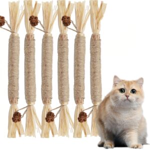 Katzenminze Sticks, Kausticks für Katzen, Katzen Zahnpflege Spielzeug, Dental Kau-Sticks helfen bei Zahnstein & Mundgeruch Gesund Hygiene Zahnpflege（6 Stück）