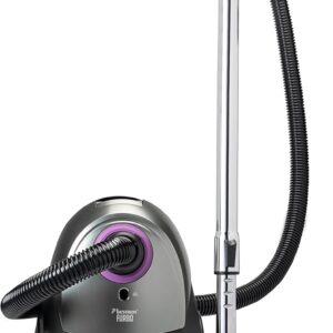 Bestron Staubsauger mit Beutel, Bodenstaubsauger inkl. 3 Staubsaugerbeutel, 94cm Teleskopstange & umschaltbarer Bodendüse, 7.5m Aktionsradius, auswaschbarer HEPA12 & Mikrofilter, Farbe: Lila/Silber