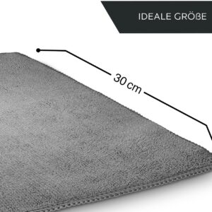 HEYNNA® Mikrofasertücher für die Reinigung in Haushalt und Küche – Reinigungstücher/Putzlappen Set 30x30cm, 6 Stück in grau/Auch geeignet als Microfasertuch Autopflege