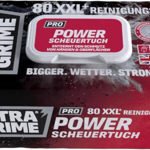 UltraGrime Pro Power Scrub Cleaning Wipes | Leistungsstarke industrielle Wischtücher (Reinigungstücher) zur SCHMUTZ-Entfernung VON sämtlichen Oberflächen | 80 extragroße FEUCHTE Tücher, 38 cm x 25 cm