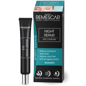 Remescar Regenerative Nachtcreme für die Augenkontur 20ml – Anti-Aging Augencreme gegen Falten, Augenringe & Tränensäcke – Glättet Krähenfüße & strafft schlaffe Augenlider über Nacht