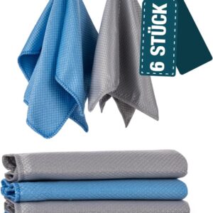 REBUy-Mikrofasertücher-Premium Microfasertücher, Reinigungstücher, Putzlappen-besonders saugfähig, streifenfrei, Spülschwamm & Spüllappen für Autos, Haushalt, Fenster, Möbel – Set mit 6 Tüchern