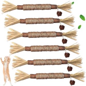 6 Stück Katzenminze Sticks,Katzenzahnbürste für Katzen,Katzen Zahnpflege Spielzeug, Kausticks für Katzen,Dental Kau-Sticks helfen bei Zahnstein & Mundgeruch Gesund Hygiene Zahnpflege