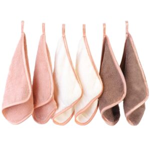 PHOGARY Microfaser Abschminktücher Waschbar für Schonende Gesichtsreinigung, 6 Stück Quadrat Mikrofaser Waschlappen Gesicht Gesichtstücher Mini Handtücher Makeup Entferner Tuch (20x20cm, Braune)