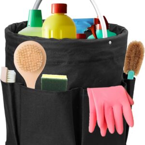 Putzmittel Organizer, 17L Universal Reinigungs-Caddy Faltbare Aufbewahrungskorb Mit Griff und 6 Fächern, Reinigungstasche Putzmittel Organizer Tragbar für Innenbereich,Garten,Badezimmer (Schwarz)