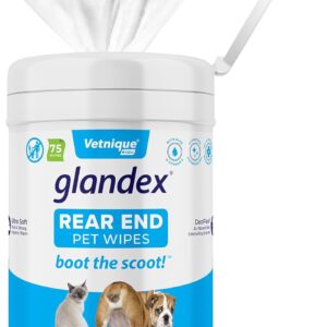 Glandex® Wischtücher für Hunde, Katzen und Haustiere Reinigen desodorierende hygienische Pflegetücher für Analdrüsen (75ct Kanister)
