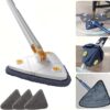 Dreieckiger Bodenwischer Angelmop, Angel Mop, 360° Drehbarer Verstellbarer Reinigungsmopp mit Auswringfunktion, Magic Mop 360 Grad Wischmop (Blue, mit 3 Tüchern)