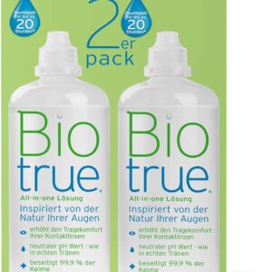 Bausch + Lomb Biotrue All-in-One Lösung – Kontaktlinsenreiniger und Aufbewahrungslösung für weiche Kontaktlinsen 2er Pack, 2 x 300 ml