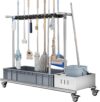 Mobile Besenhalterung Und Mopphalter Gartengerätehalter Besenhalter Putzmittel Organizer Reinigungswagen Putzwagen Gartengeräte Halterung Edelstahl mit Haken für Garage Restaurant ( Size : 97cm-20slot