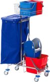 1a Profiline Gerätewagen V.1 mit Ein-Eimer-Wischeinheit Reinigungswagen Putzwagen Abfallsammler Müllsackständer