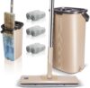 Myiosus Wischmopp Set mit Eimer, Bodenwischer, Wischmopp mit Einstellbar Edelstahlgriff und 6 Mikrofaser Wischpads, 360° Wischer, Putzeimer mit Wischmop für Hartholz Fliesen Parkett Marmor Laminat