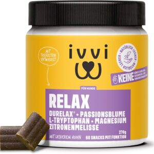 ivvi Relax – Beruhigungsmittel für Hunde an Silvester – mit L-Tryptophan – hilfreich zur Beruhigung bei Angst und Stress – 60 leckere Snacks mit Huhn