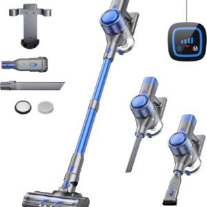 Akku Staubsauger 450W/38000pa mit Wandmontierte Ladestation & Automodus & LED-Touchscreen,VC50 Staubsauger Kabellos bis zu 55 MIN Akkulaufzeit, Kabelloser Staubsauger Akku mit Anti-Tangle-Bodenbürste