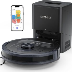 BPMIO Saugroboter mit Wischfunktion, 2.5L Staubsauger Roboter mit Absaugstation, 120Min Laufzeit, LiDAR Navigation, Starke Saugkraft ideal für Teppich und Tierhaare, App-Steuerung
