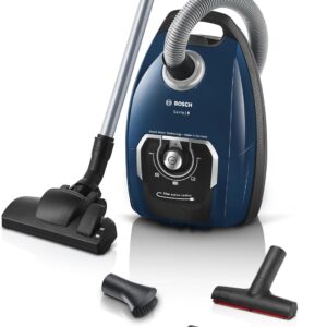 Bosch Staubsauger mit Beutel Serie 8 BGL8XPER, ideal für Allergiker, Hygiene-Filter, 10 Jahre Motorgarantie, XXL-Polsterdüse, XXL-Fugendüse, langes Kabel, Made in Germany, leise, 700 W, blau