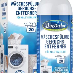 Bactador Wäschespülung Geruchsentferner 1L – Mikrobiologischer Hygienespüler Wäsche für alle Textilien – Enzymreiniger & Geruchsentferner Wäsche – Hygiene Waschmittel – Geruchsneutralisierer