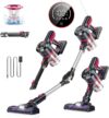 30000Pa Akku Staubsauger,Faltbar Staubsauger Kabellos,Bis zu 45 Min Laufzeit,Kabelloser Staubsauger mit LED Display,Abnehmbarer Akku,LED Elektrobürste für Hartböden/Teppich/Tierhaare/Auto/Zuhause