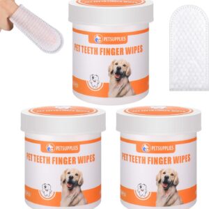 taonganui 3 Dosen 150 Stück Ohrreiniger Ohrpflege Fingerpads für Hunde & Katzen, Ear Wipes Ohrenreiniger Hund Zahnpflege Fingerpads, Ohr-Fingertücher für Hunde und Katzen Pflege & Hygiene