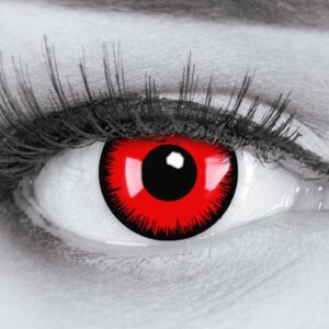 Farbige Kontaktlinsen Jahreslinsen Meralens 1 Paar rote schwarze Crazy Fun red lunatic .Topqualität zu Fasching Karneval Fastnacht Halloween mit Kontaktlinsenbehälter ohne Stärke