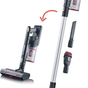 SEVERIN Akku Staubsauger kabellos 40 Min Laufzeit, 2-in-1 Staubsauger mit High-Speed LED-Bürste, ultraleicht für Teppich, Hartböden & Auto, beutellos, HV 7154