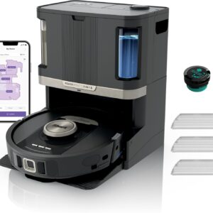 Shark PowerDetect 2-in-1 Saug- und Wischroboter, NeverTouch Pro 60 Tage selbstentleerend, selbstnachfüllend mit 3D & LiDAR-Navigation, NeverStuck-Hindernisumgehung, Schwarz RV2800ZEEU