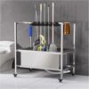Besenhalterung Und Mopphalter Werkzeughalter Gartengerätehalter Besenhalter Putzmittel Organizer Putzwagen Reinigungswagen Edelstahl Mop-Abflussregal mit Feststellräder ( Size : 56cm-4slots 5hooks )